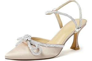 RIBONGZ Women's Wedding Shoes Glitter Sparkly Pointed Toe Strappy High Heels Sexy Ankle Strap Pumps Bridal Party Work Dress Shoes