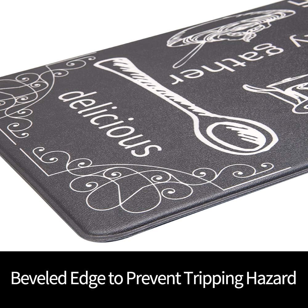 HEBE Anti Fatigue Kitchen Mat Set of 2 Non Slip Thick Cushioned Kitchen Rug Sets with Runner 17"x48"+17"x28" Heavy Duty Comfort Standing Mats Waterproof Kitchen Carpet: Kitchen & Dining