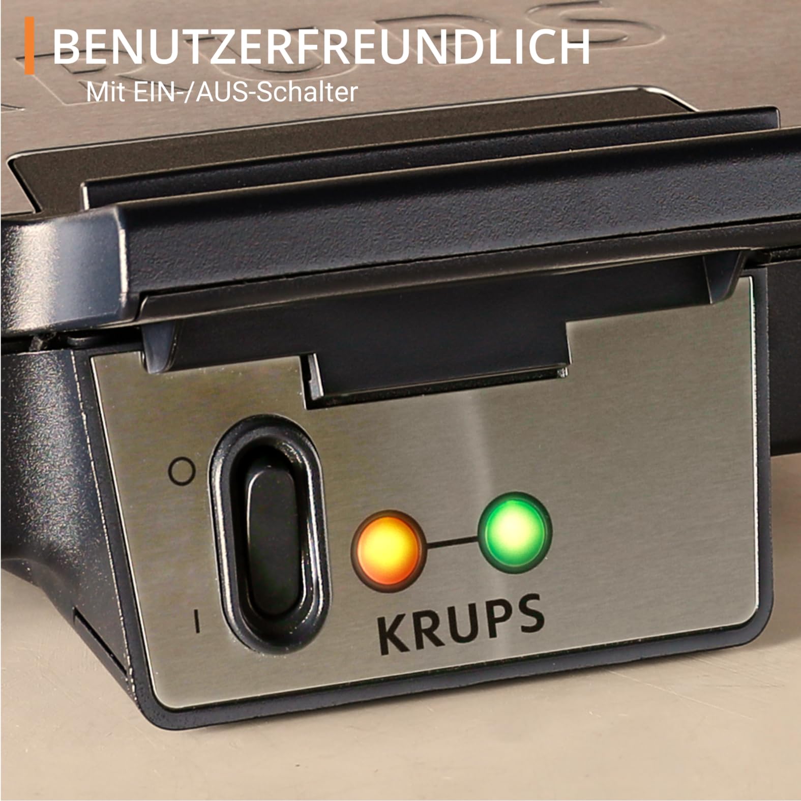 Krups FDK Iconic Waffeleisen, 850 W, keramikbeschichtete Antihaft-Platten, ikonisches Design, vertikale Aufbewahrung, benutzerfreundlich, Schwarz/Edelstahl, FDK261 6