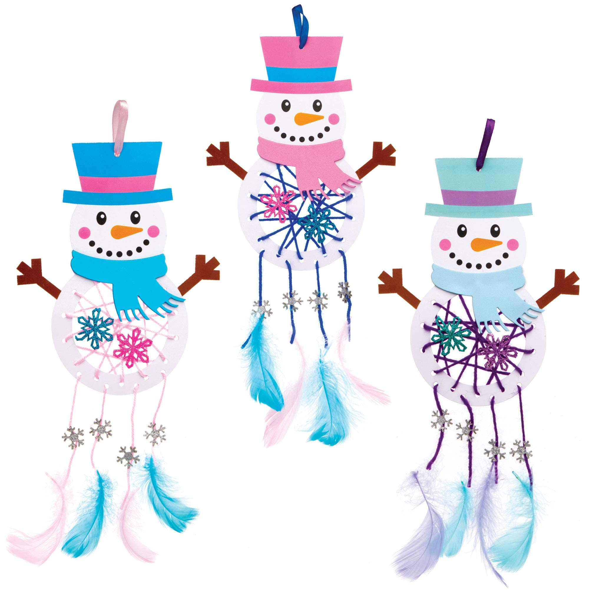 Baker Ross AT169 Snowman Dreamcatcher Kits - Pack Of 4, Christmas Arts And Crafts