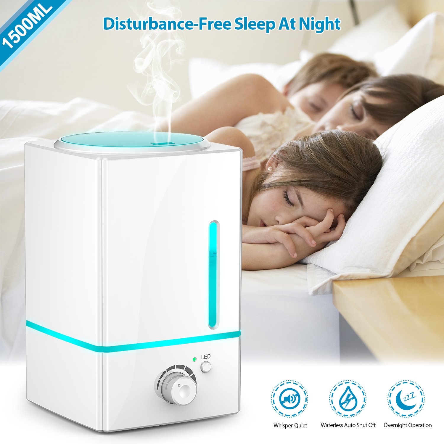 1500ml Aroma Essential Oil Diffuser Large – Exqline Diffusers for Essential Oils Large Room Large Aromatherapy Diffuser Large Room Diffuser Humidifier Unique Diffusers for Essential Oils 7 LED Color