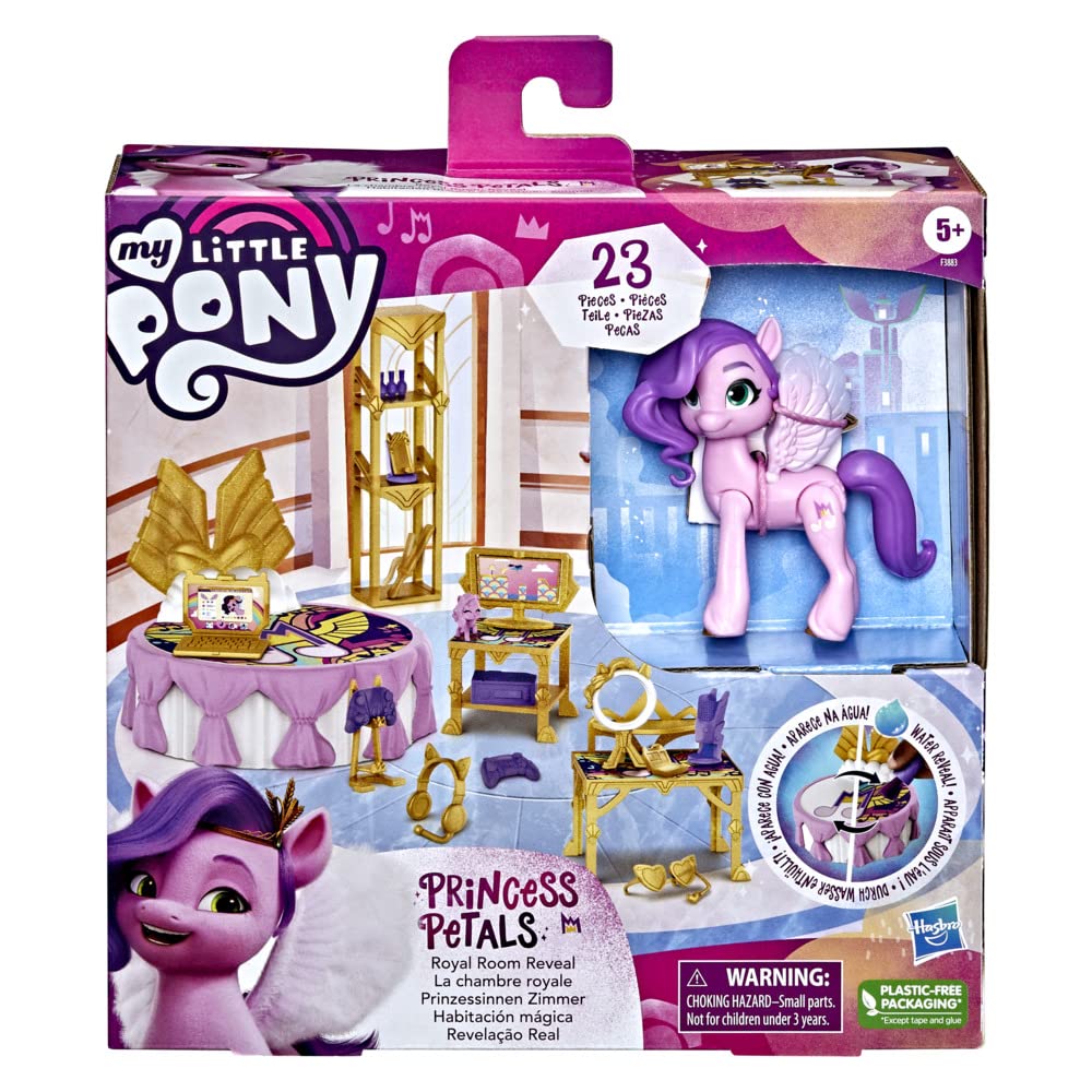 My Little Pony: A New Generation Royal Room Reveal Princess Pipp Petals - 3-Inch Pink Pony, Water-Reveal Accessories, Toy for Kids Ages 5 and Up