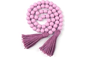 RAMIRABI Wood Beads Garland with Tassels Farmhouse Beads Rustic Prayer Beads Boho Beads for Boho Home Decor,Wall Hanging Decoration (Purple)