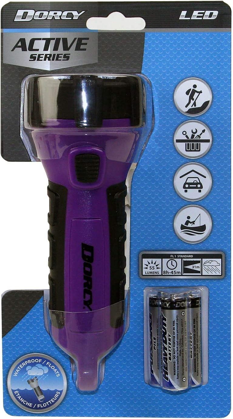 Dorcy 55 Lumen Floating Waterproof LED Flashlight with Carabineer Clip Dorcy, Purple (41-2508) - Basic Handheld Flashlights - 