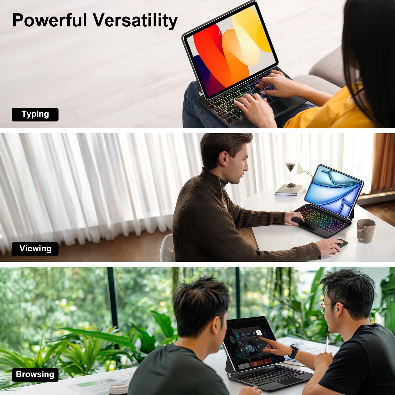 Keyboard Case for iPad Air 13 inch (M3 2025/M2, 2024),iPad Pro 12.9 inch (3/4/5/6th Gen)，Magic-Style Magnetic – Floating Cantilever Stand – Backlit Keyboard Case with Multi-Touch Trackpad