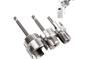 3 Pcs Bestgle Integrated Internal & External Pipe Threading Tool, Dual-Function Pipe Thread Cutting Tool for 1/2" & 3/4"& 1" PVC/Plastic Pipes, Electric Drill Compatible Pipe Threader Kit