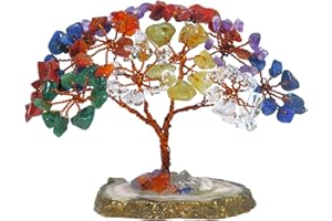 NARIBABU Seven Chakra Tree - Crystal Bonsai Tree - Crystal Tree for Positive Energy - Feng Shui Tree - Good Luck Gems - Crystal Money Tree - Desk Decorations - Wiccan Gifts for Women
