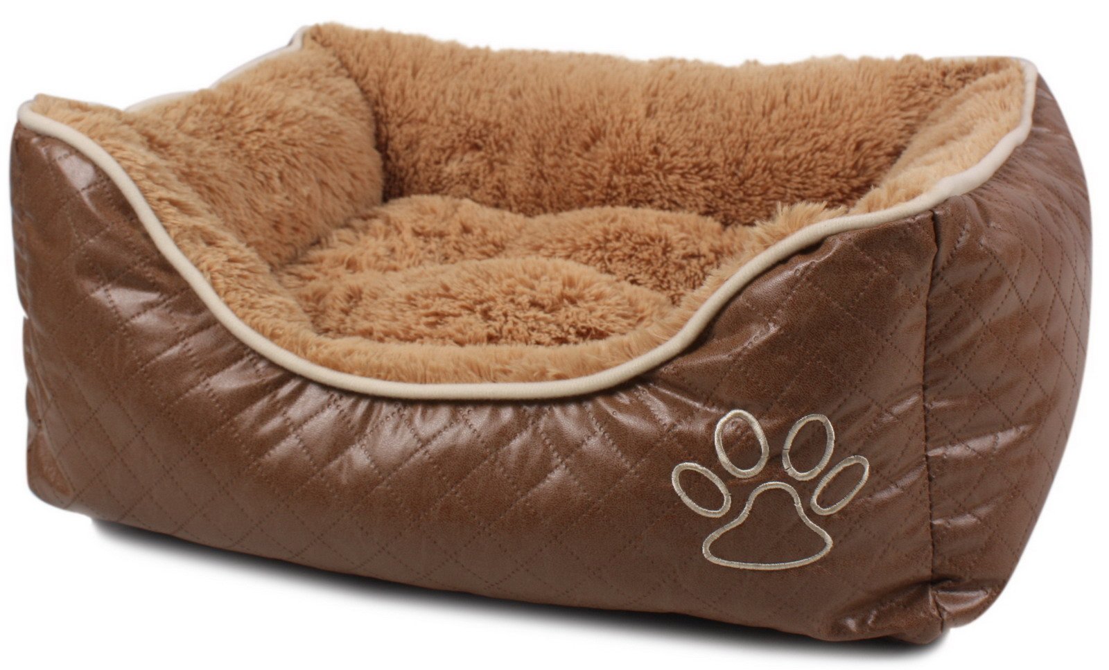 BUNNY BUSINESS Luxury Super Soft Dog Beds Leather and Fleece, Extra Large, 42-inch