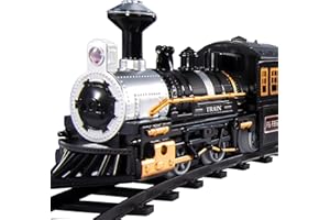 Kukufun Train Set for Kids, Electric Christmas Train Toys Sets for Boys Girls with Sound Include Locomotive Engine, 3 Cars and 10 Tracks, Classic Toys Birthday Gifts for Age 3 4 5 6 7 8 Years Old Kids