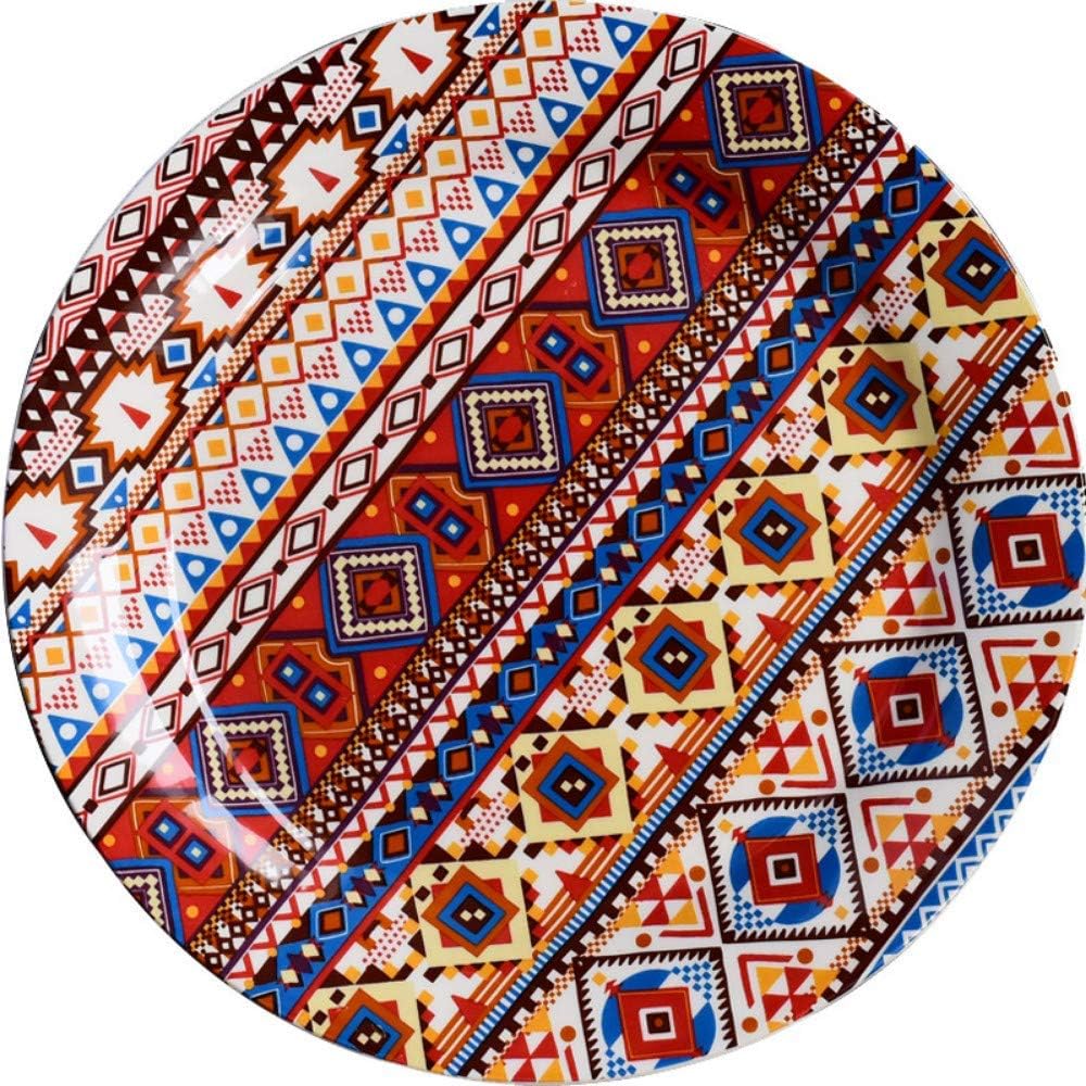 Nuokix Bohemian ethnic salad fruit plate steak plate beautiful ceramic household dish Tableware Dishware