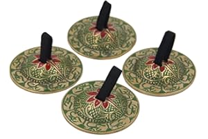 LUNGTA IMPORTS 2 Pairs OM Pro Brass Fingers Cymbal Zills Belly Dancing Free Silk Pouch (Green)