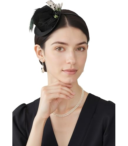 9324 Womens Hats Tea Party Fascinator For Women Vintage 1920s Sibba Tea Party Hat with Lace Gloves 1920s Vintage  main image 4