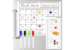 SVALOR 2 Pack Magnetic Dry Erase Calendar, Reusable Whiteboard Calendar with 4 Markers, Monthly Fridge Calendar and Today List with Back Magnet 16.5 Inches X 11.8 Inches