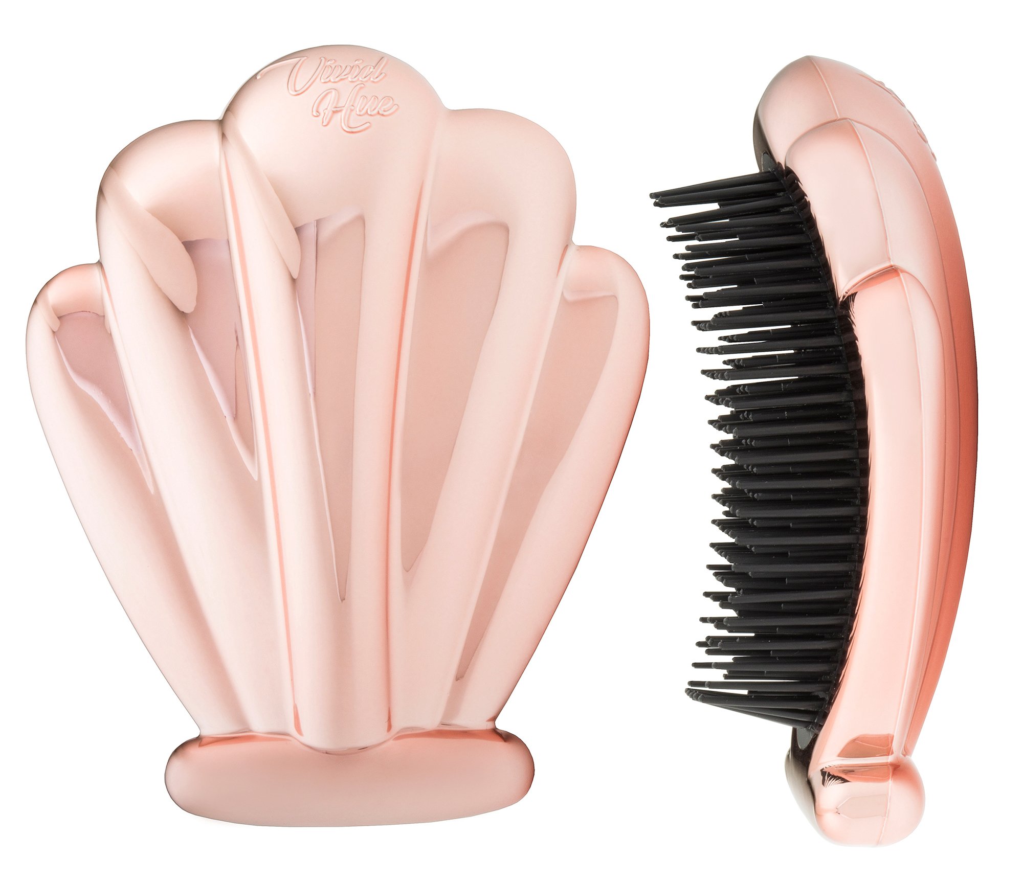 Vivid Hue - Girls Mermaid Detangling Hairbrush | Suitable For Wet, Dry, Thick, Fine, Afro, Extensions, Curly Or Long Hair | Detangler Brush Tangle-Free Brush for Girls | Rose Gold