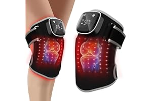 RAYOCON Red Light Therapy for Knee:Knee Massager with 6 Heat and 5 Vibration Infrared Red Light Therapy for Body Pain Relief Cordless Rechargeable Infrared Light Therapy Heated Knee Brace