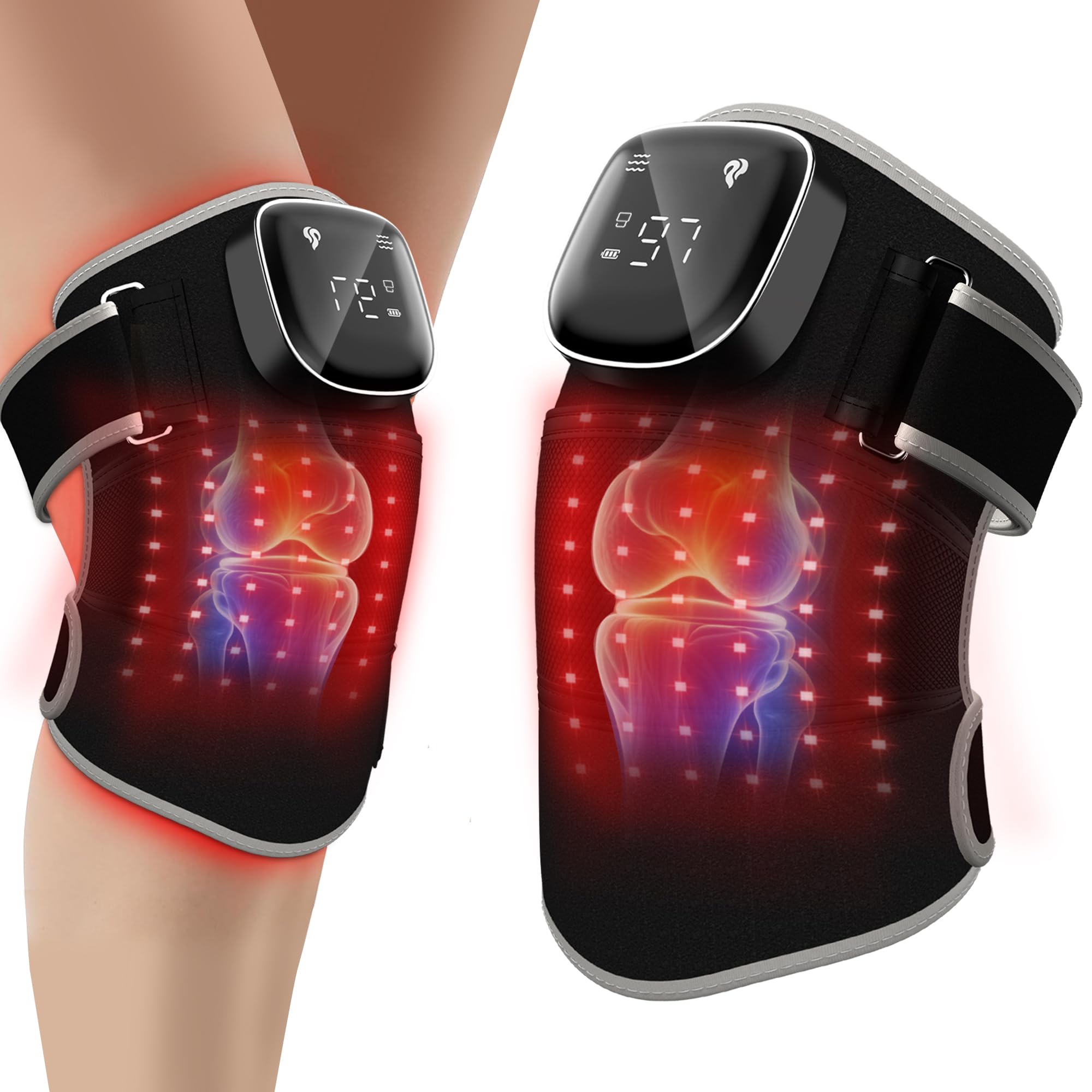 Photo 1 of RAYOCON Red Light Therapy for Knee:Knee Massager with 6 Heat and 5 Vibration Infrared Red Light Therapy for Body Pain Relief Cordless Rechargeable Infrared Light Therapy Heated Knee Brace