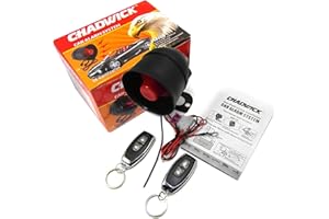 CHADWICK Car Horn Siren Alarm,Universal Car Alarm Security Protection System with 2 Remote Controls,7-Level Sensitivity,12v,Anti-Theft Device,No Thread Trimmin,Non-Destructive Installation (CW-8110)