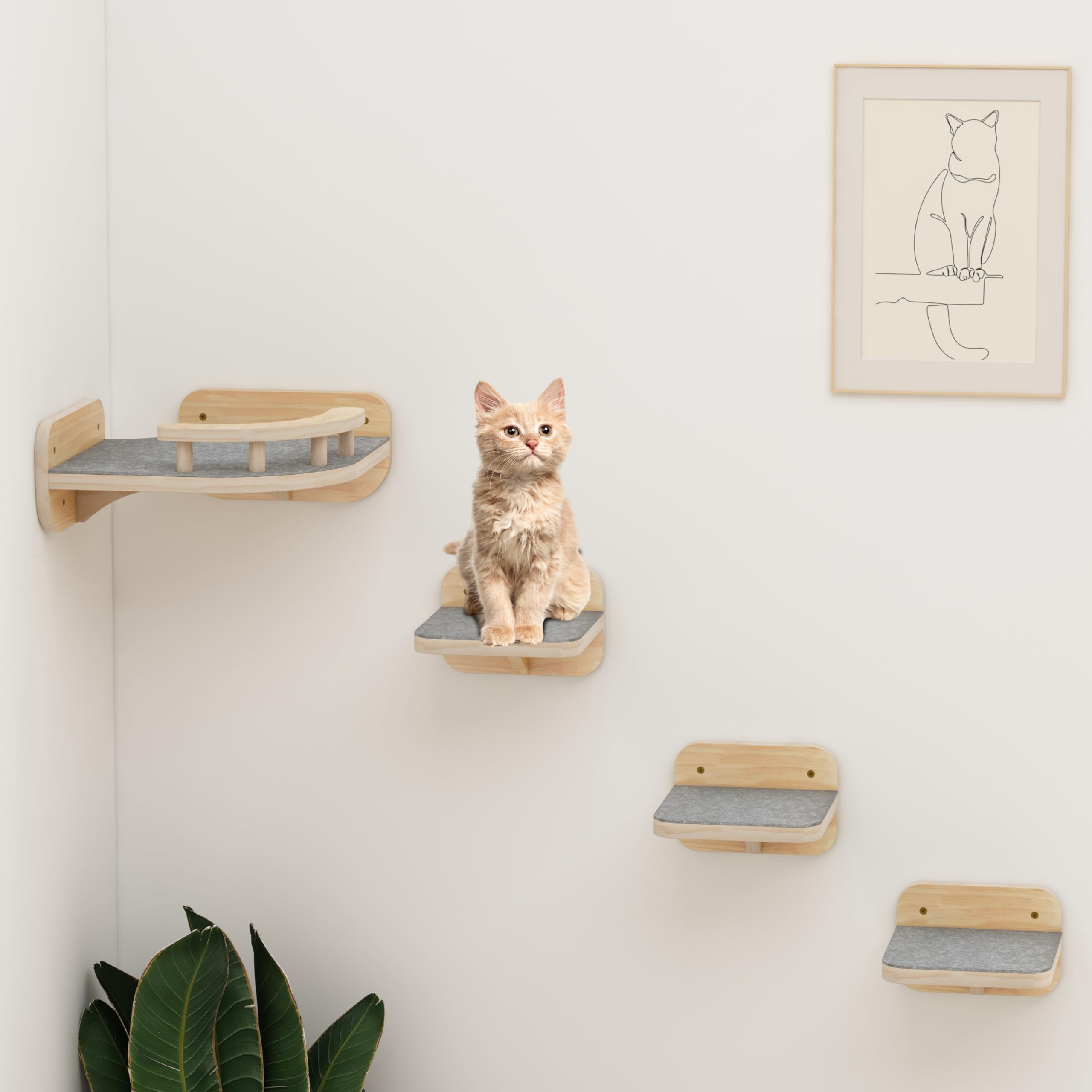 Image showcasing Megidok Cat Wall Furniture Corner Climbing Shelf Perches, Cats Bed Wall ...