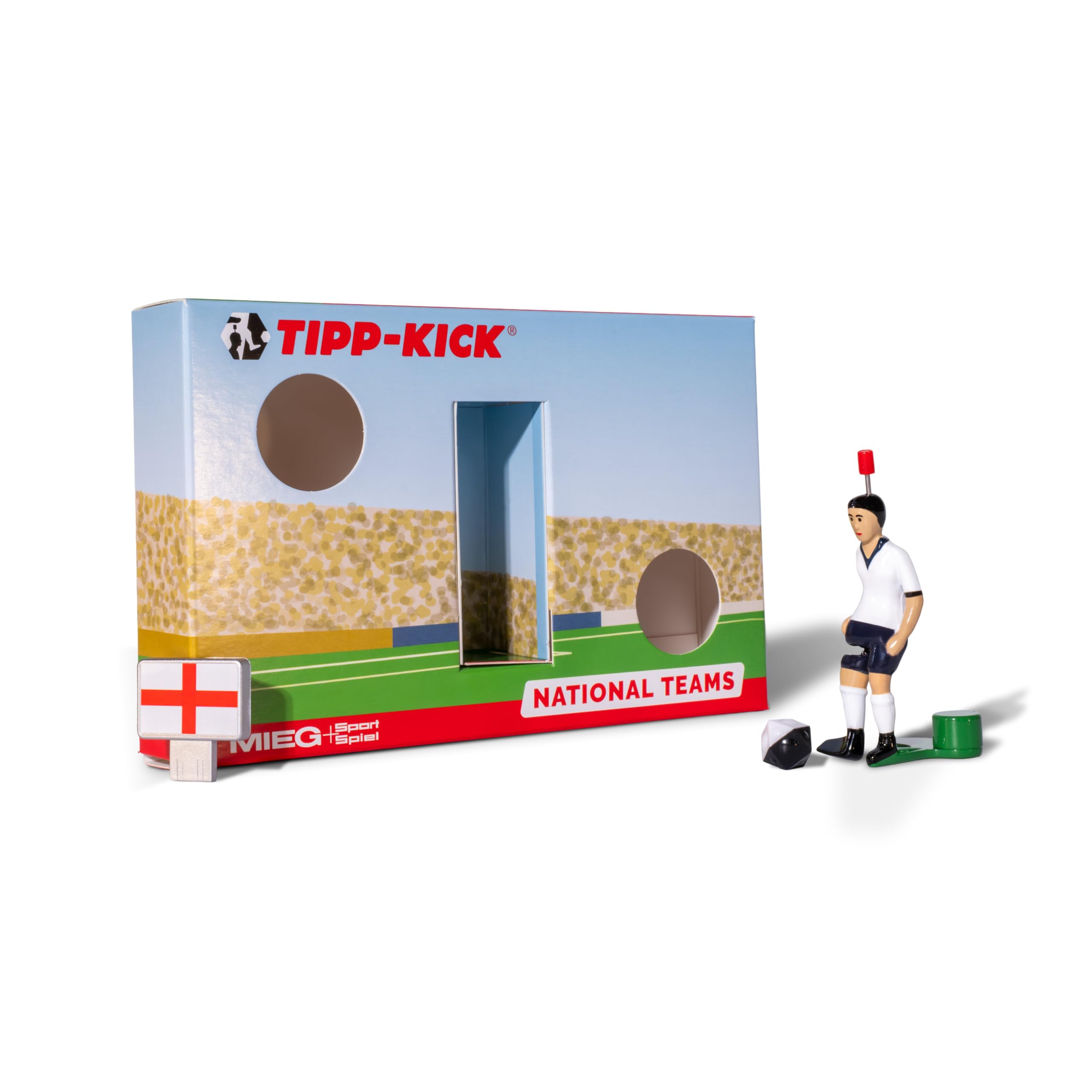 TIPP-KICK England-Box I Original English Star-Kicker & England-Sound Chip with a Goal Wall Box I Indoor Finger football Game for Boys & Girls I Accessories