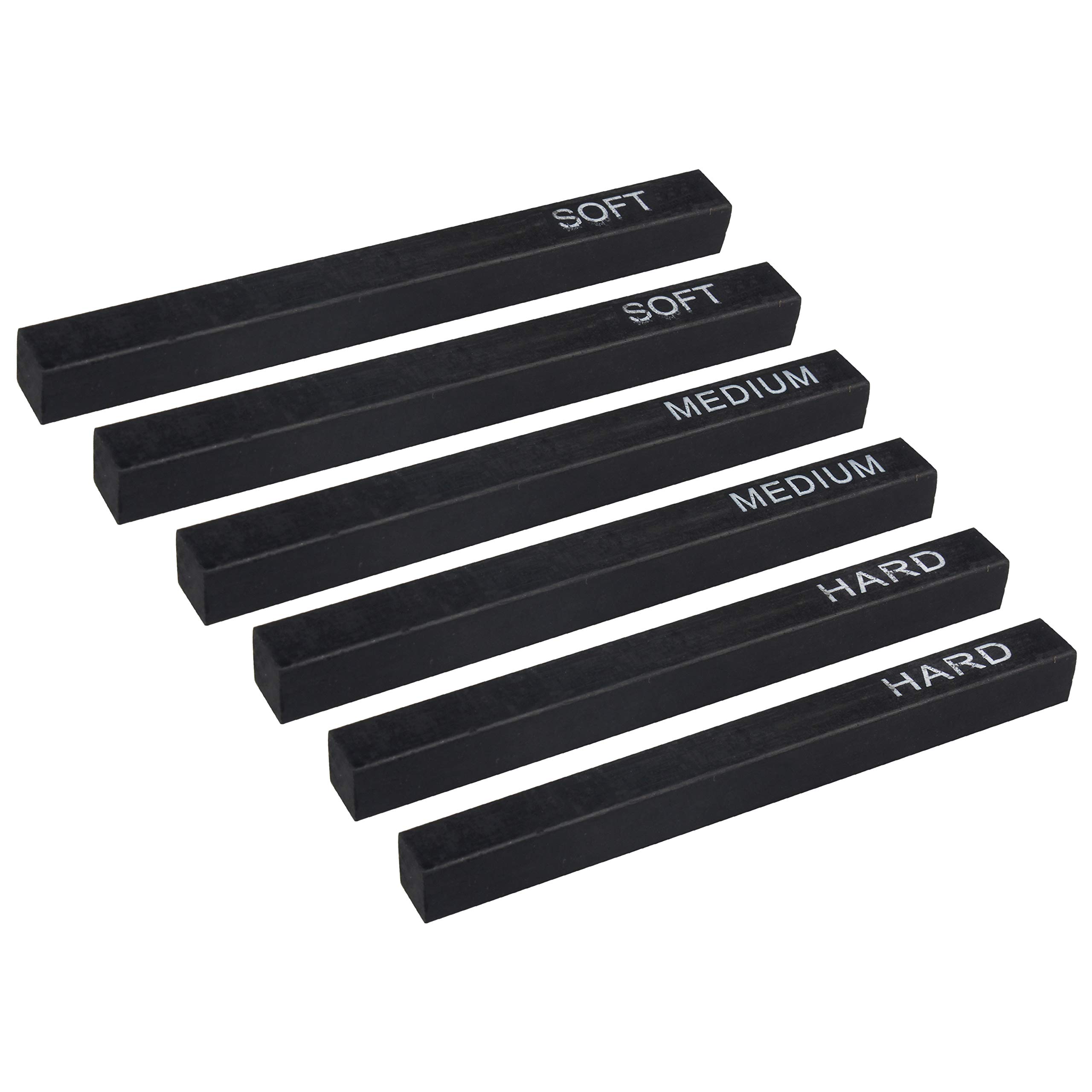 MyLifeUNIT Compressed Charcoal, Square Vine Charcoal Sticks for Drawing, Pack of 6 (2 Soft, 2 Medium and 2 Hard)