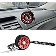 TSTESE Car Wheel Hub Shape Ornament Rearview Mirror Hanging Pendant Decor Automotive Rear View Swinging Decoration Interior Unique Ornaments Zinc Alloy Charms Accessories Gift for Owners (Red)