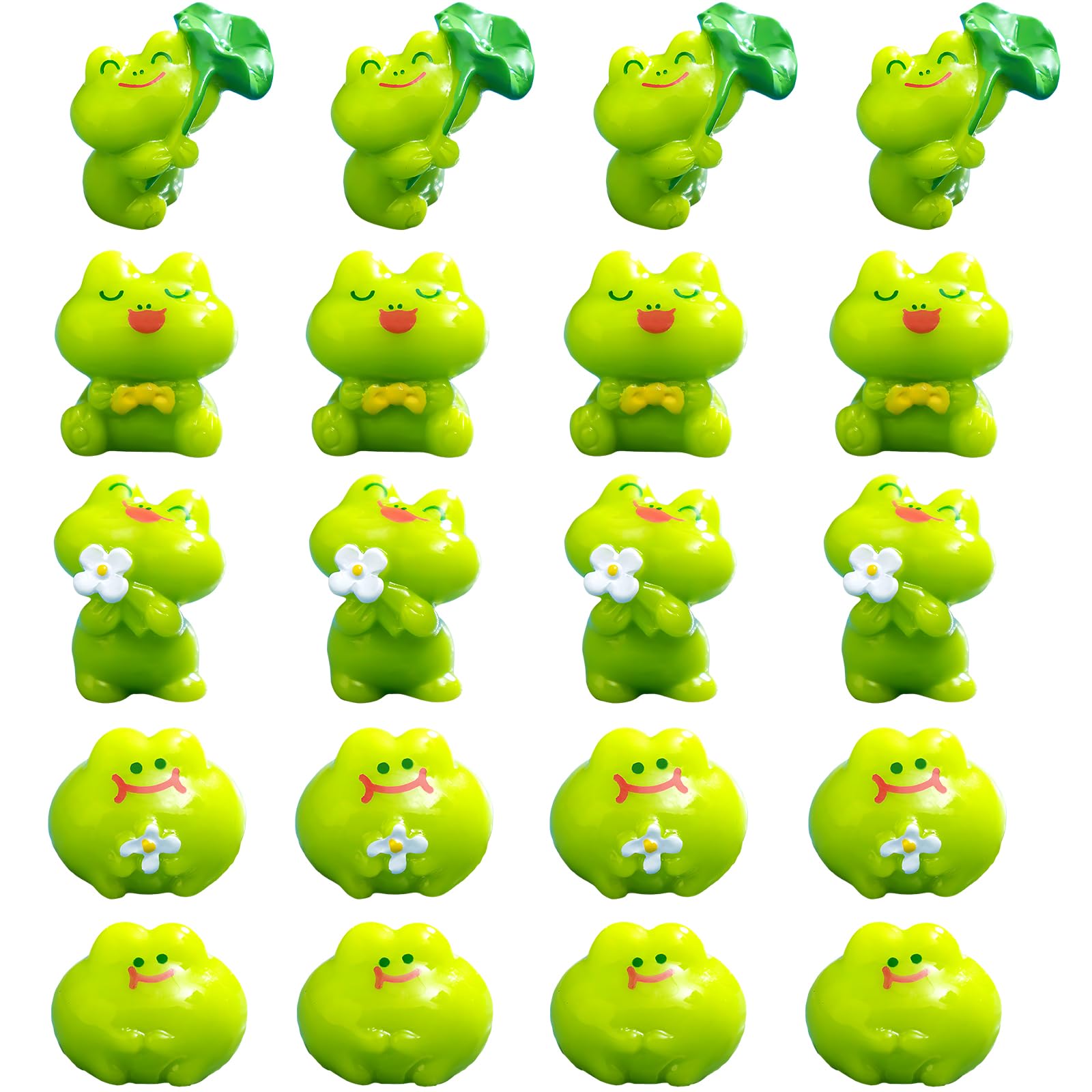 20Pcs Mini Resin Frogs Ornament, Miniature Desktop Landscape Ornament, Miniature Green Frogs Decorations, Cute Frog Annimal Gifts for Craft Home Landscape, DIY Dollhouse Ornament