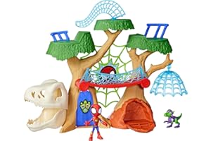 Spidey and his Amazing Friends Marvel Dino-Webs Treehouse Playset, Spider-Man & Goblin Raptor 4-Inch-Scale Action Figure Set, Ages 3 & Up