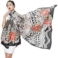DANA XU 100% Mulberry Satin Silk Summer Travel Scarf Extra Large Women Floral Shawl Oversize Soft Wraps For Evening Dresses