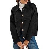 Cicy Bell Womens Faux Suede Leather Jackets Oversized Cropped Casual Lapel Collar Button Down Spring Vintage Shackets