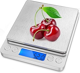 FMU Digitale Küchenwaage, Hohe Präzision Briefwaage mit Tara-Funktion, Stückzählung Funktion, 3kg x 0,1g mit LCD-Display Edelstahl Plattform zum Messen von Lebensmittel Schmuck