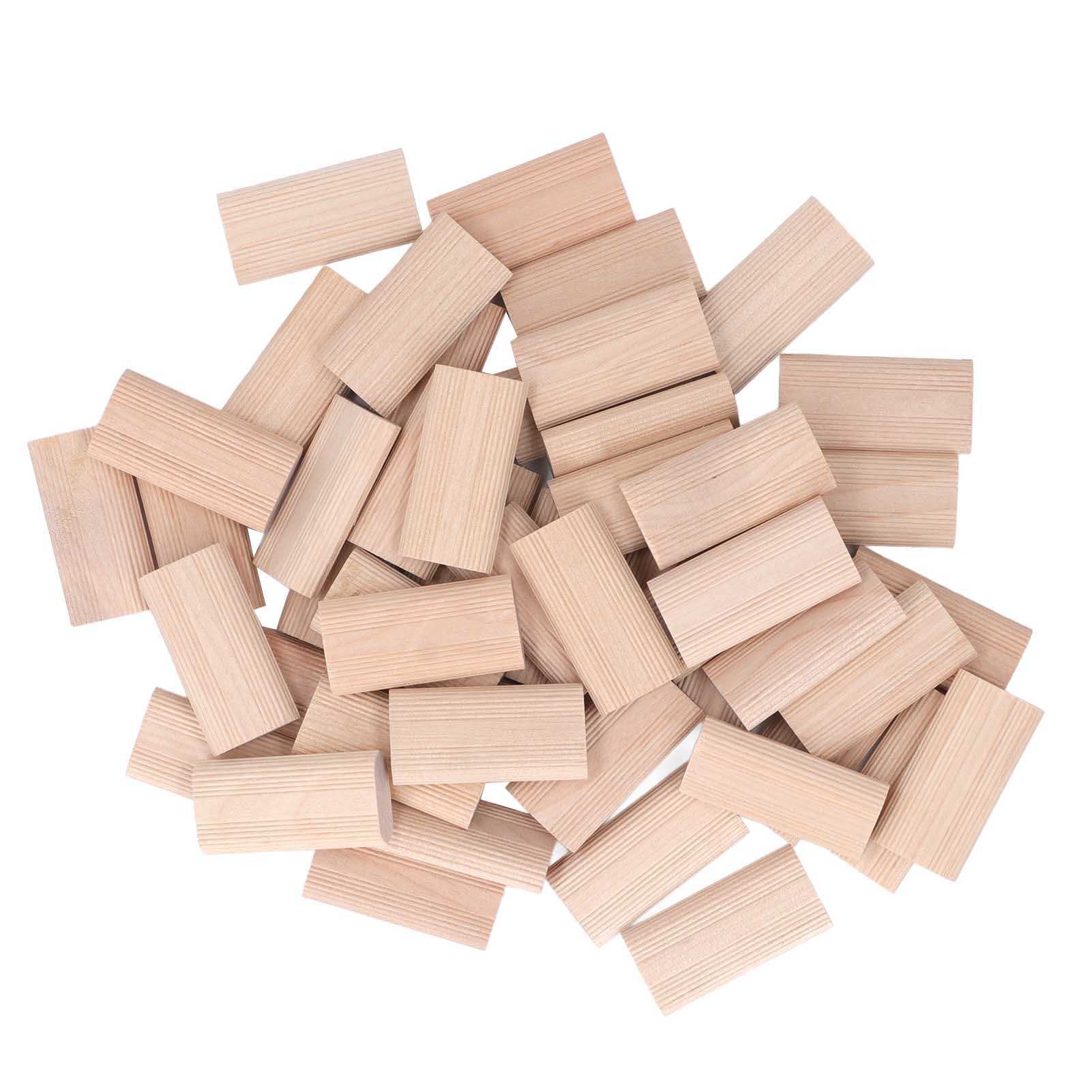 Uadme 50Pcs Domino Tenon Beech Wood Dowel Stopper Beech Insertion Dowel Block Solid Wood Tip for Woodworking Furniture Splicing(10 * 24 * 50MM)
