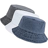 kozinu Washed Cotton Bucket Hats Packable Summer Outdoor Cap Travel Beach Sun Hat Plain Colors for Men Women