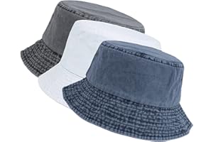 kozinu Washed Cotton Bucket Hats Packable Summer Outdoor Cap Travel Beach Sun Hat Plain Colors for Men Women