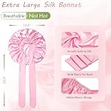 BONNET QUEEN Silk Bonnet for Sleeping Pink Medium Satin Hair Wrap view 3