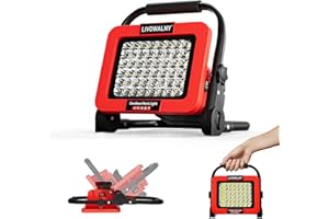 LIVOWALNY 60W 6000LM Work Light Compatible with Milwaukee 18v Battery, Cordless Flood Lights for Camping Hiking, Portable Con
