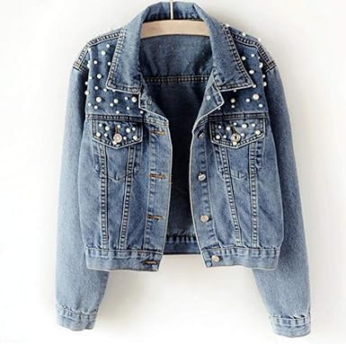 plus size pearl denim jacket