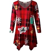 LARACE Plus Size Tops for Women Tunic Asymmetrical Dress Shirts 3/4 Sleeve V Neck Flowy Ladies Clothes for Leggings