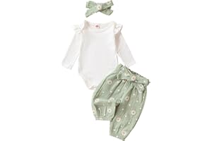 Mubineo Baby Girl Clothes Outfits Cute Flower Romper Daisy Pant Fall Winter Newborn Outfit Sets