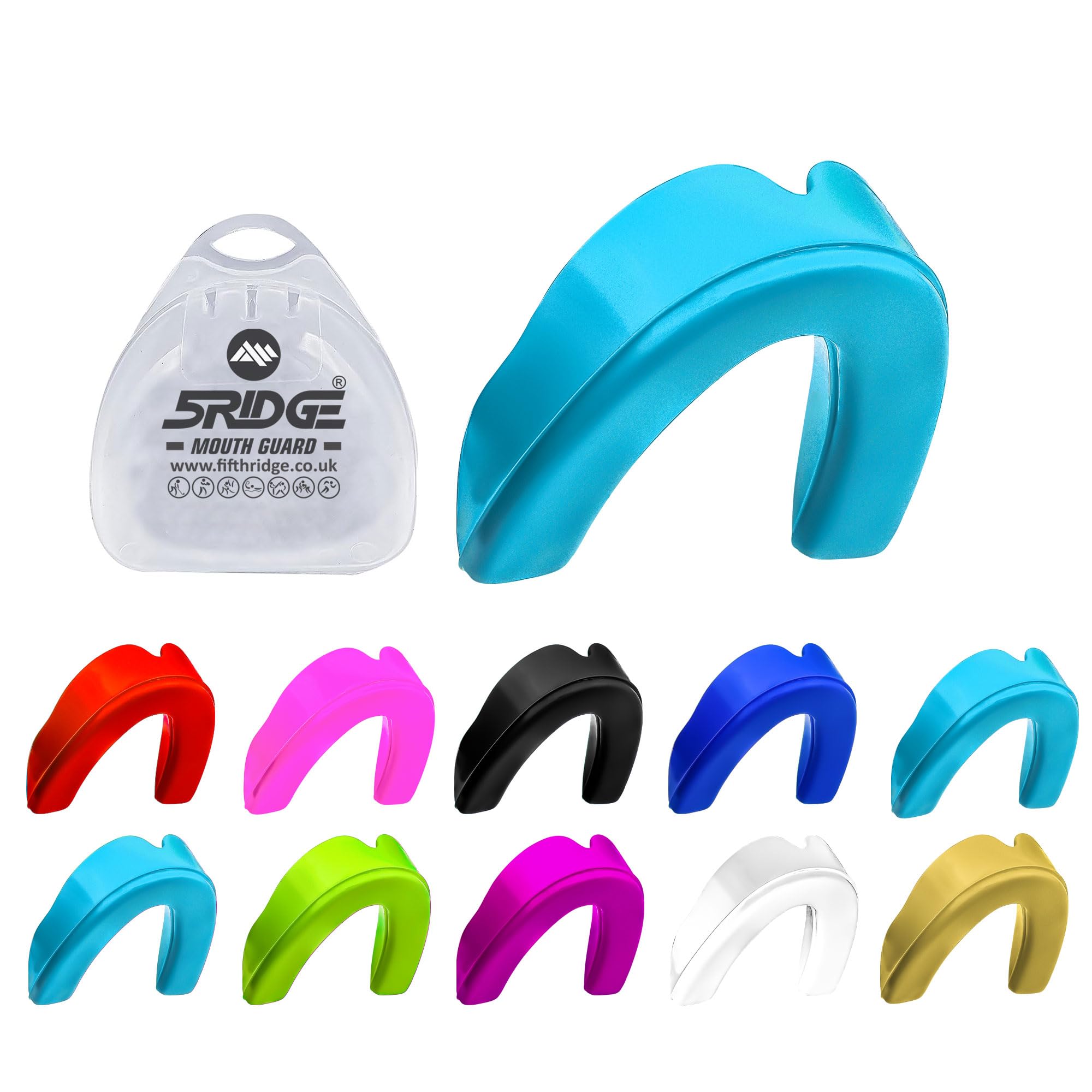 Mouthguard Slim Fit, Junior Gum Shield with Case for Kids Youth for School Combat Sports MMA, Rugby, Judo, Karate, Hockey, Soccer, MMA Boxing, Martial Arts, Basketball (Baby Blue, Adults (+12))