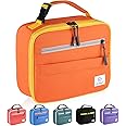 Genteen Insulated Lunch Box Kids Double Zipper Kids,Sturdy Soft Bag & Freezable - Women Girl Reusable Lunch Bag for School,Work,Outdoor (Orange)