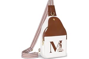 Lizznoe Crossbody Bag for Women Leather Sling Bags with Initial Letter Fanny Pack Chest Bag for Travel, Gift for Mom Wife