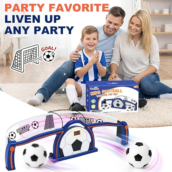 DREAMON KIDS SOCCER TRAINER – INDOOR SOCCER TRAINING EQUIPMENT FOR PARTIES & HOME PLAY, 2 GAME MODES WITH AUTO-SCORING, SOCCER TRAINING FOR FOOTWORK & REACTION SPEED, SOCCER GIFTS FOR 6+ YEAR OLD BOYS