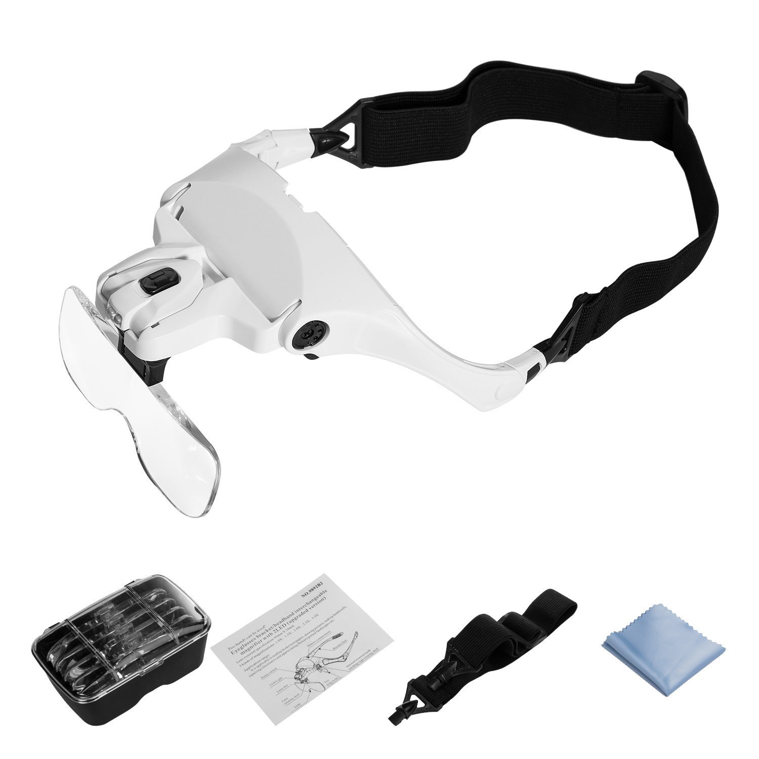 Headband Head Magnifier Jewelers Loupe Glass Headset Light Illuminated