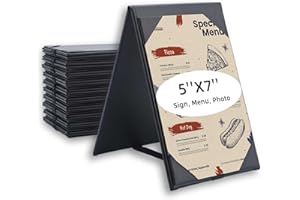 AHNIDG Menu Covers - Set of 10 Double-Sided Table Tent Cards for Restaurant, Dinner Party, and Bar Menus - Includes Bill Holder and Reserved Seating Signs - Easy to Clean and Foldable (10, 5"x7")