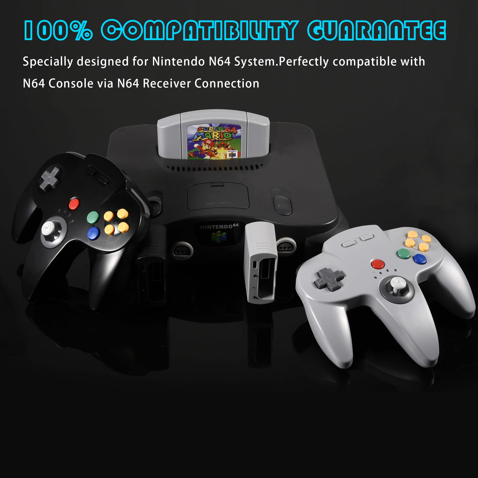 2.4 GHz Wireless N64 Switch Online Controller, USB Receiver & N64 Receiver, Compatible with Windows PC Laptop iOS Mac Raspberry Pi, N64 / Switch Online/NSO - (Plug and Play) (Rechargeable) Black