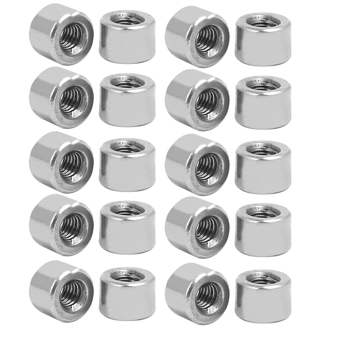 Sourcingmap M3 Round Connector Nuts, 304 Stainless Steel Coupling Nut 4.2mm/0.16inch Length,Pack of 20