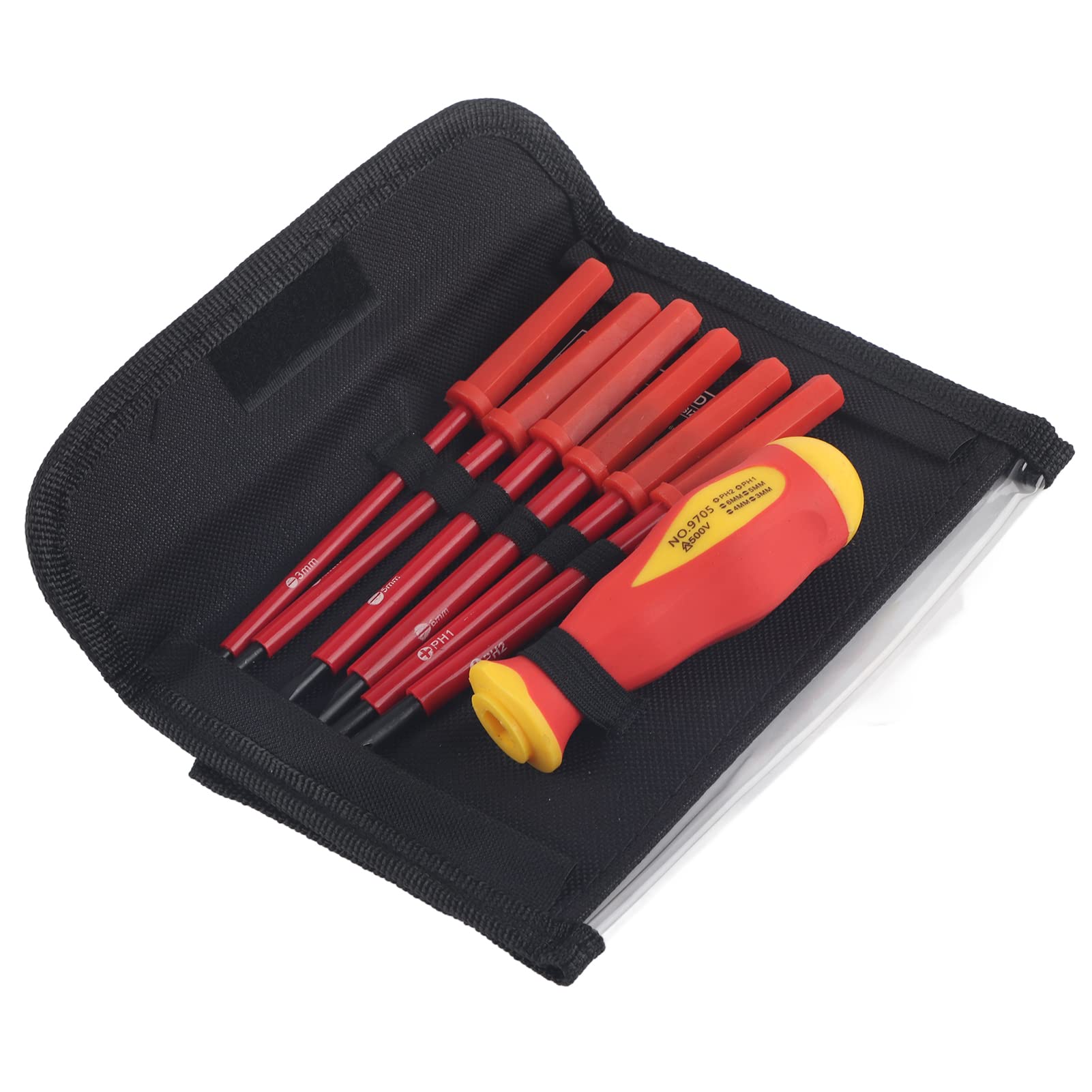 Artillery 7 Pcs Multifunction Insulated Slotted Cross and Slot Electrician Screwdriver Set, Replaceable Screwdriver Rod for Electrical Work