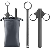 [2Pcs+Storage Bag] Lube Applicator Syringe with 10ml Precise Scales, 6.5" Anal Lube Shooter with Air-Proof Silicone Cap Reusable Lubricant Tube Applicator for Women, Men &amp; Couples, Black