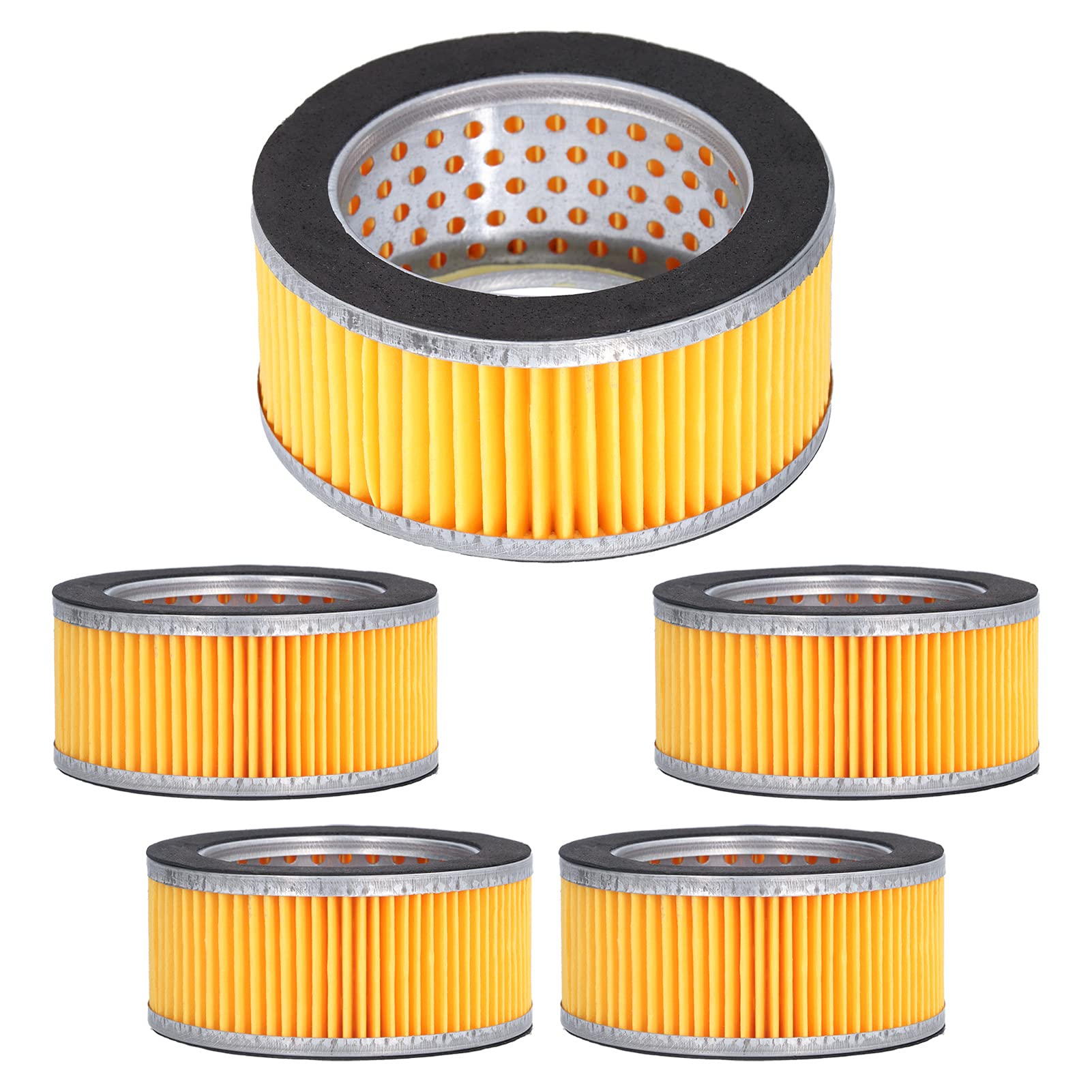 Photo 1 of Eujgoov 5Pcs Air Compressor Intake Paper Filter Elements, 4.2x3x2in Piston Type Yellow Compressor Air Filter Replacement