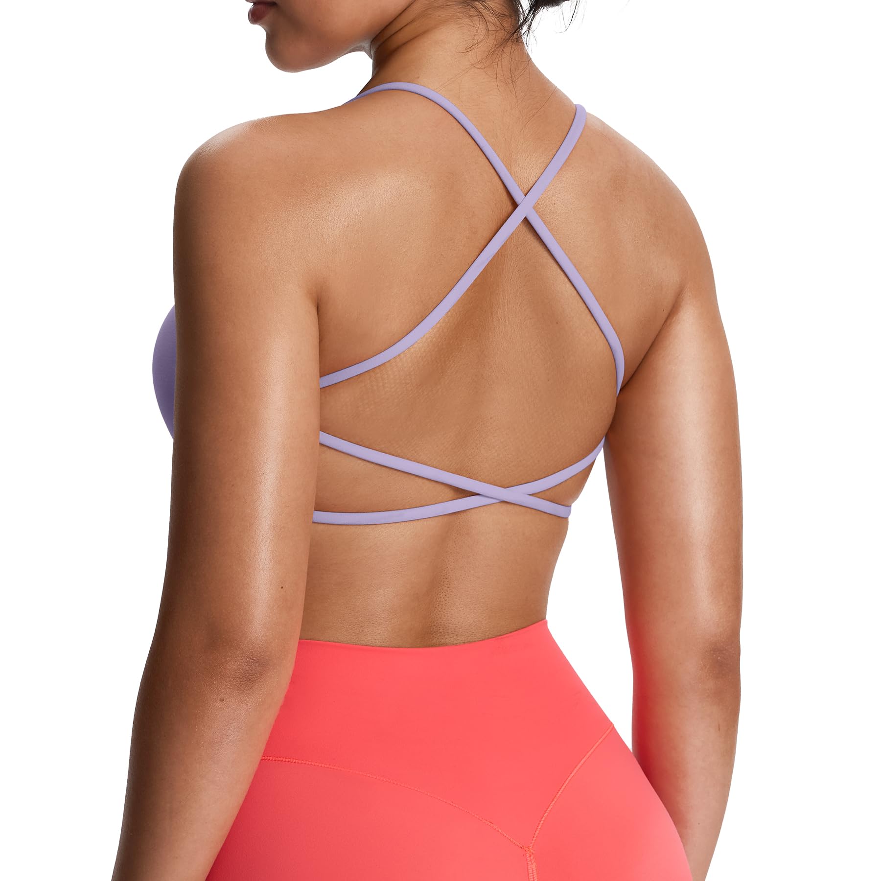 Photo 1 of Aoxjox Women's Workout Sports Bras Fitness Ivy Low Impact Bra Yoga Crop Tank (Purple Heather, Large)